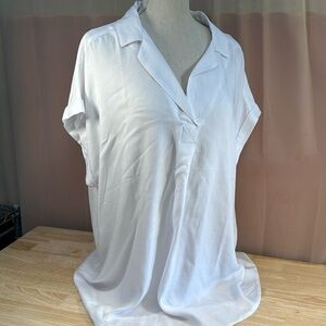 Gap Ladies Collared notched v-neck  short sleeve lightweight popover top